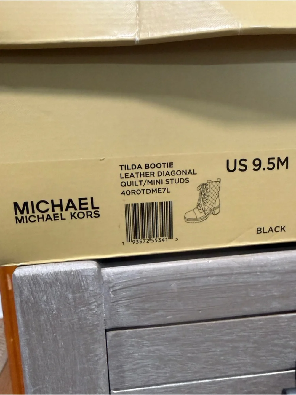 Michael Kors Black Quilted Lace-Up Combat Boots - Picture 5 of 5